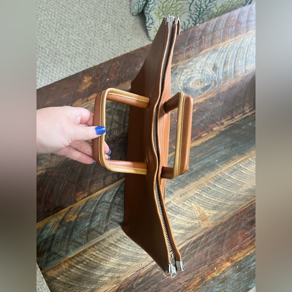 Vintage Brown Camel Leather Document Bag Briefcase Laptop bag - Picture 3 of 7